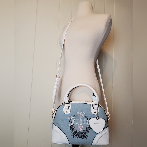 JUICY COUTURE denim heritage satchel crossbody bag - Picture 2 of 7